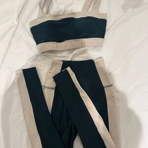 Beyond Yoga Black and Tan Leggings Set